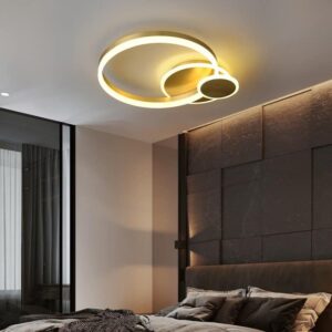 Lustră LED circulară cu design suprapus, Maro/Auriu