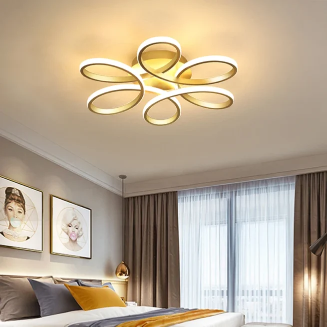 Lampă LED modernă cu design floral în șase petale
