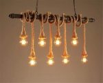 Lustră Rusticǎ Inovatoare cu Detalii din Lemn și Frânghie, 6 Surse de Iluminare – O Alegere Premium pentru Iluminat Elegant și Natural