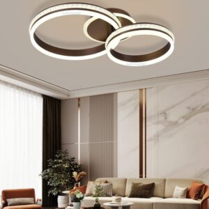 Lustră LED, design circular suprapus, Maro