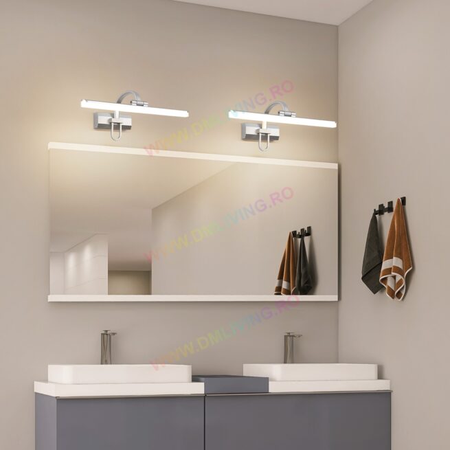 Corp LED pentru baie, design clasic, 45cm și 30W DM1308WH, Alb
