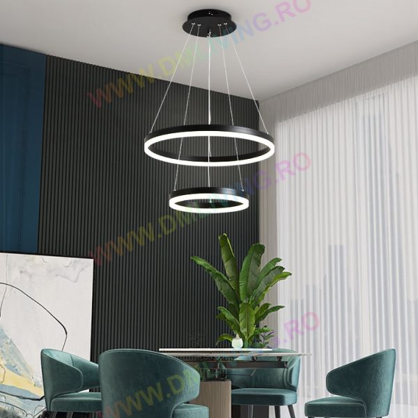 Lustră LED Contemporană Circulară DM 1719/500-BK, Negru – Iluminat Modern pentru Spații Elegante