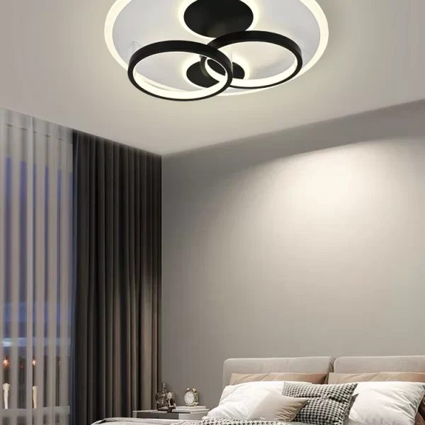 Lustră LED Cu Design Circular Modern DM9057/R Negru/Alb – Iluminat Elegant Și Funcțional, Ideală Pentru Interioare Contemporane