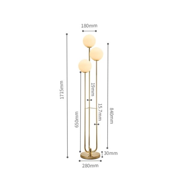 Lampadar Modern, Iluminare de Eleganță în Aur și Alb, DM2414-3L – Lumină Sofisticată pentru Spații Contemporane