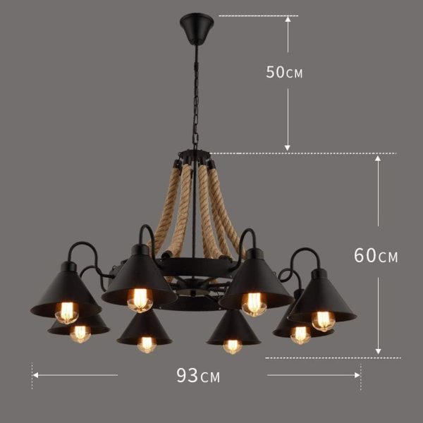 Pendul rustic cu 6 surse de iluminare, design autentic – DM8414-6 – Perfect pentru un decor natural și plin de căldură.