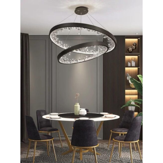 Candelabru inelar LED, eleganță și versatilitate cu cristale decorative DM23529/40+60 Negru