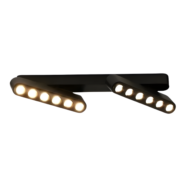 Grilă LED Dublă Reglabilă, Sina Magnetică Aplicată, 12W, Lumina Neutră, Model 2LM-S5, Negru – Design Funcțional și Estetic