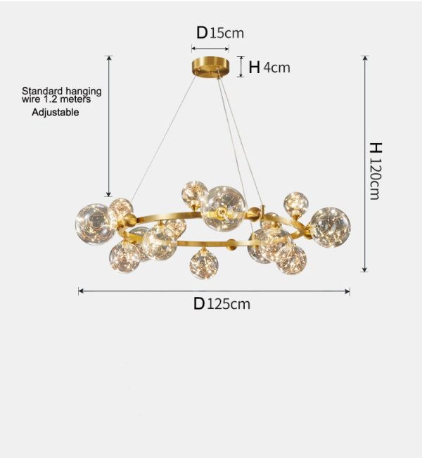 Lustră Suspendată Neagră din Sticlă cu 12 Globuri – Eleganță Modernă pentru Orice Interior, Model DM-G4066-12