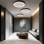Plafoniera LED IP44 40W Ultra Slim Grosime 2.1cm D40cm 6500K 4000lm DMDS01-400MM-40W Negru