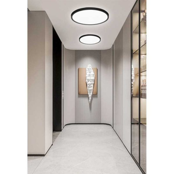 Plafoniera LED IP44 40W Ultra Slim Grosime 2.1cm D40cm 6500K 4000lm DMDS01-400MM-40W Negru